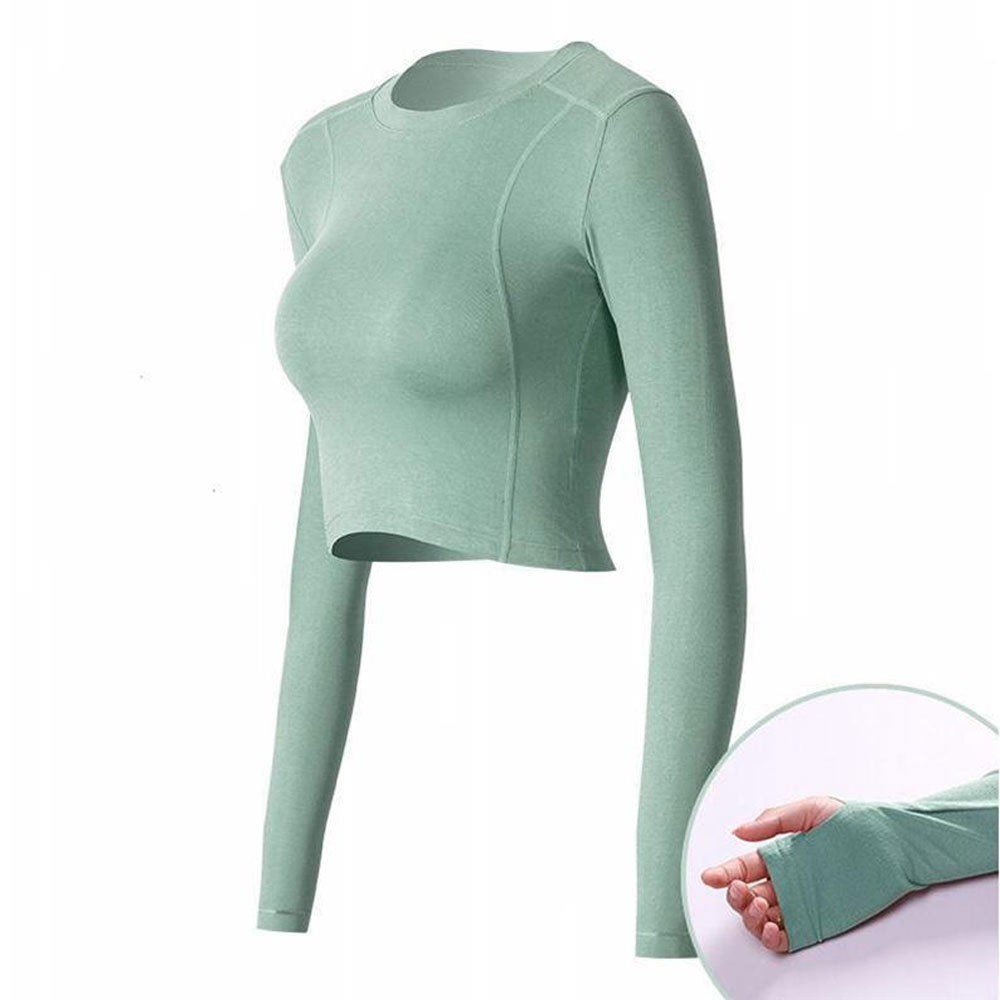 Sexy Crop Top Seamless Long Sleeve