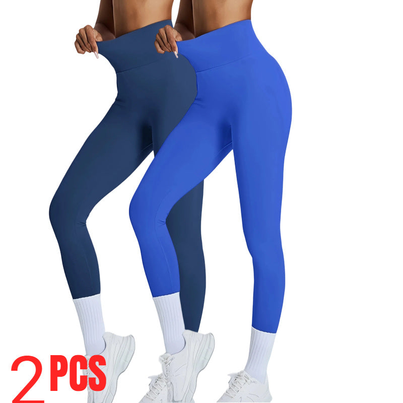2 Pack Women's High Waisted Seamless Leggings - Butt Lifting & Tummy Control Yoga Pants, Non-See Through Workout Leggings With Soft Compression, Solid Color Activewear