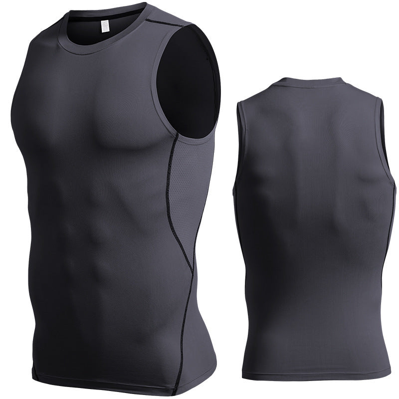 Sports Vest Men's Tight Bottoming Sleeveless Workout Clothes Violently Sweat Training Running Quick-drying