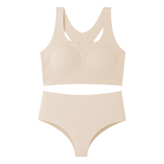 European And American Sports Seamless Wireless Bra Set