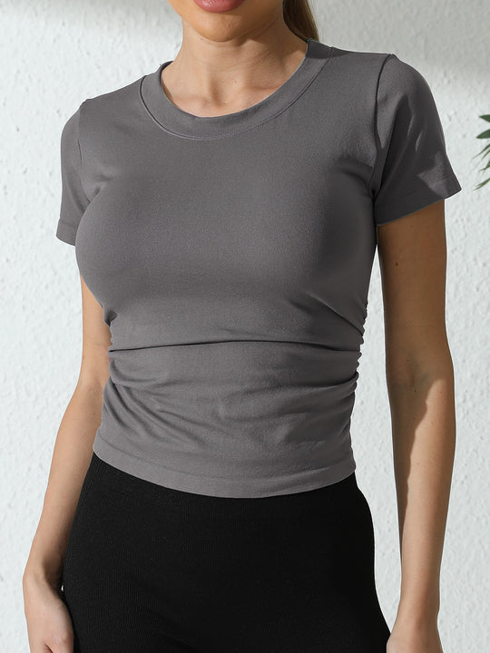 2 Packs Women's Seamless Workout Tops - Breathable Short Sleeve Athletic Shirts, Moisture Wicking Quick Dry Tees With Soft Stretch Fabric