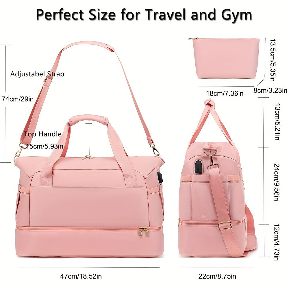 Women's Travel Duffel Bag, Sports Gym Yoga Duffel Bag Weekender Overnight Totes Bag