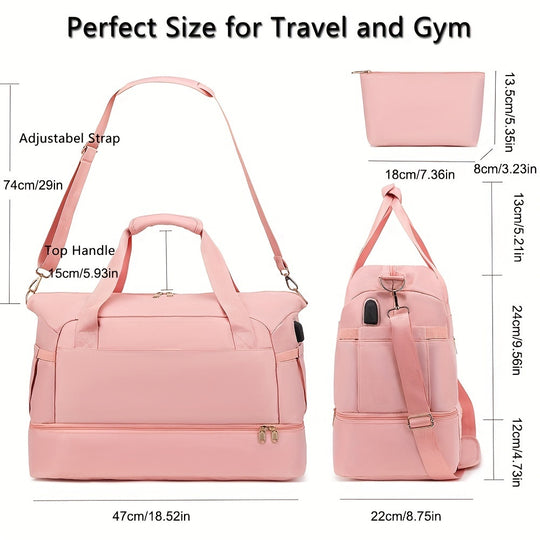 Women's Travel Duffel Bag, Sports Gym Yoga Duffel Bag Weekender Overnight Totes Bag