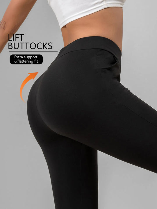 High-Waisted Flare Sharkskin Leggings Slim Fit, Lightweight & Sculpting Yoga Pants