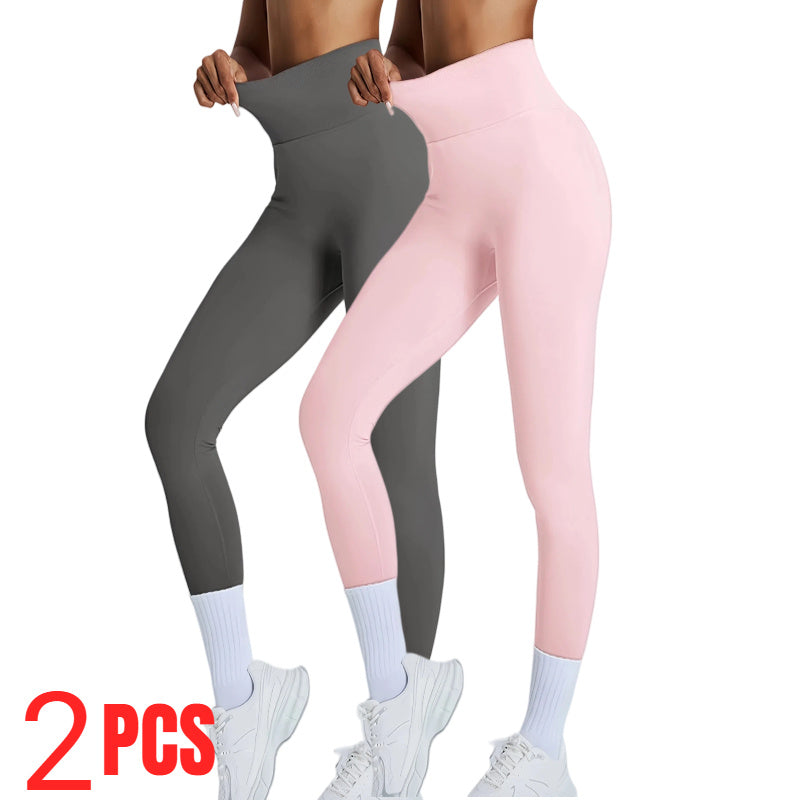 2 Pack Women's High Waisted Seamless Leggings - Butt Lifting & Tummy Control Yoga Pants, Non-See Through Workout Leggings With Soft Compression, Solid Color Activewear