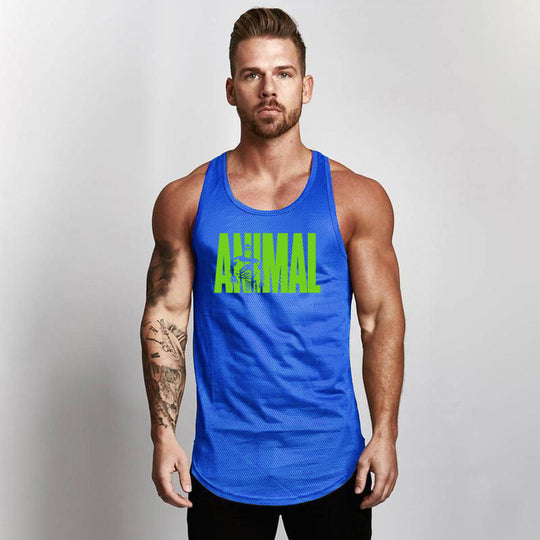 Fitness Men Shirt Slim Fit Vests Mesh Singlets Muscle Tops