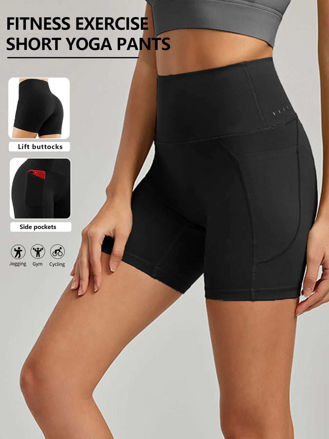 Plus Size Yoga Biker Shorts With Pockets High Waist, Tummy Control Gym Leggings