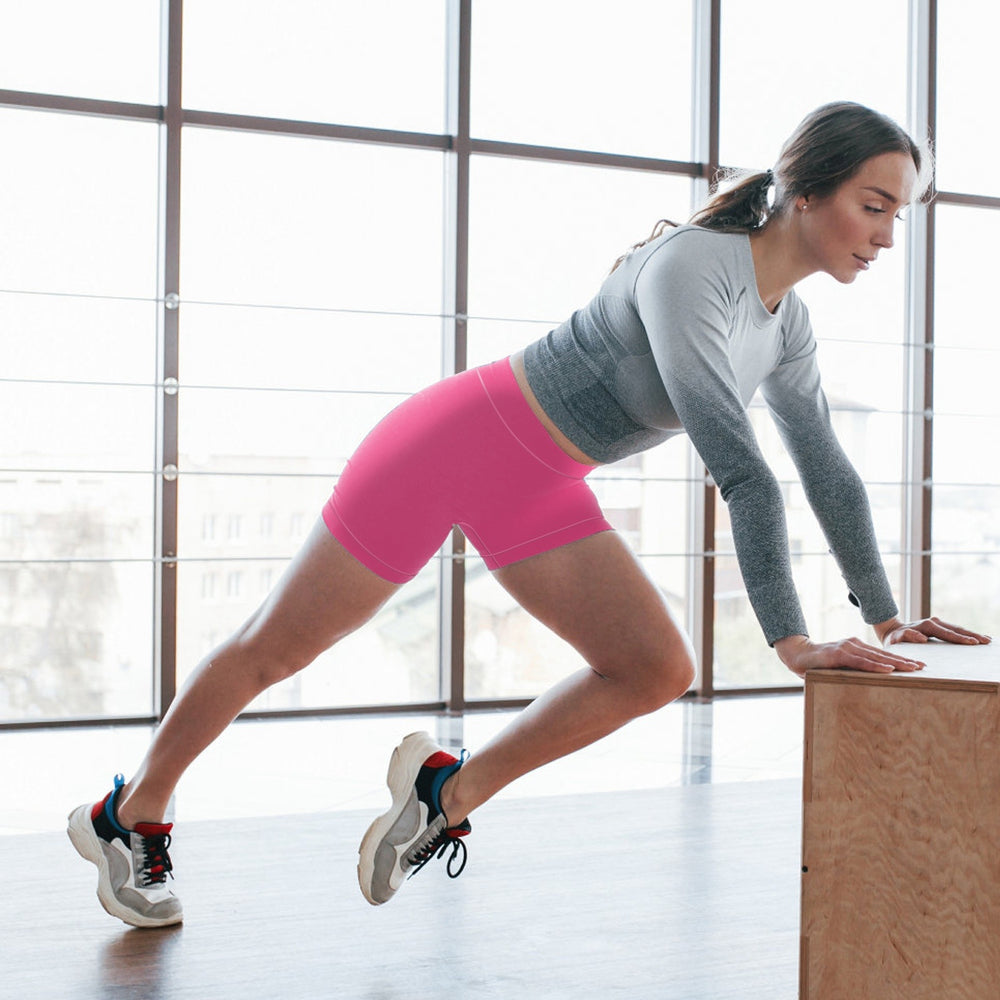 4 Sizes-5 Colors Option -- 1Pc Women's High Waist Biker Shorts Tummy Control Pants Athletic Leggings Spandex Booty Shorts With 6.3In Inseam No Front Seam For Workout Yoga Running Volleyball Dance