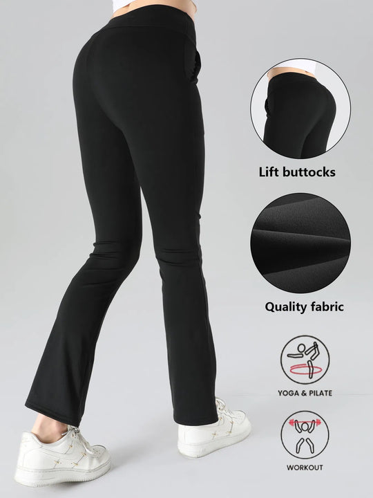 High-Waisted Flare Sharkskin Leggings Slim Fit, Lightweight & Sculpting Yoga Pants